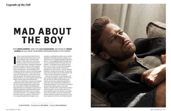 Armie Hammer laying on a couch